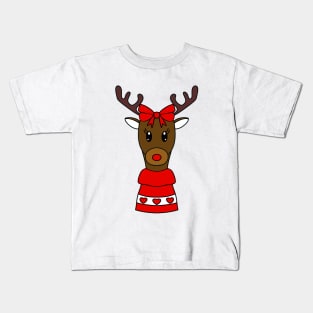 MERRY Christmas Reindeer Hearts - Cute Reindeer Art Kids T-Shirt